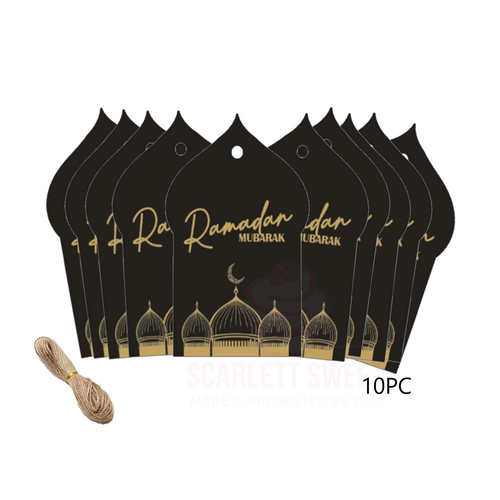 10PC 4.5x7.5cm RAMADAN Mubarak Tag BLACK
