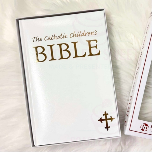 Catholic Childrens Bible White Faux Leather