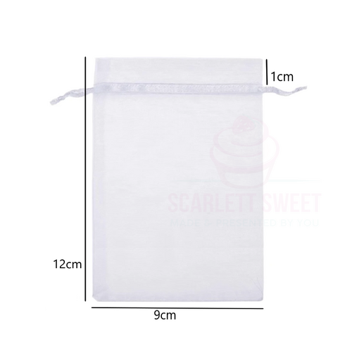 9x12x1cm 20PC White Organza Bag