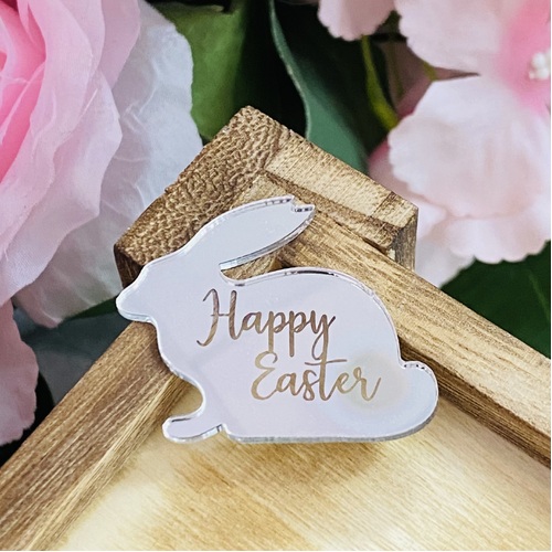 Easter Bunny Silver Acrylic 10pc