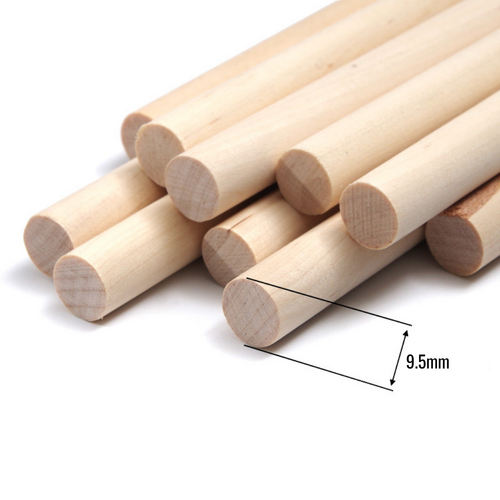 5PC 30cmx9.5mm WOODEN DOWEL