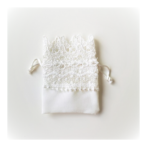 8x10x3cm 10PC White Linen Lace Pouch