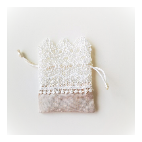 8x10x3cm 10PC Natural Linen Lace Pouch