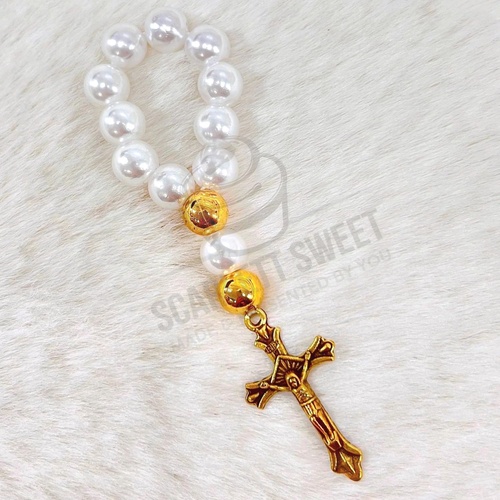 5PC White Gold Pearl Finger Rosary 13 Beads