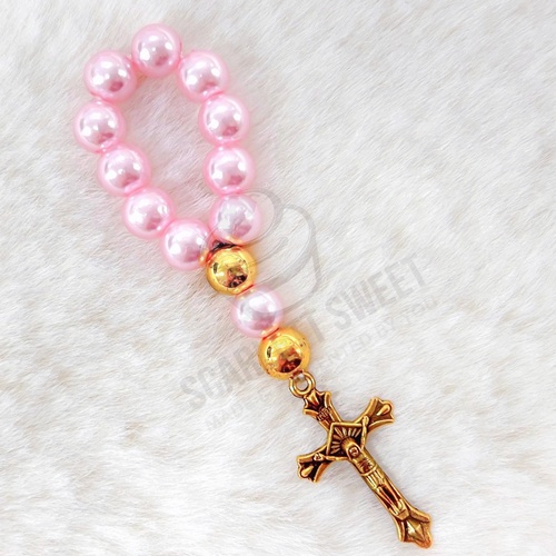 5PC Pink Gold Pearl Finger Rosary 13 Beads