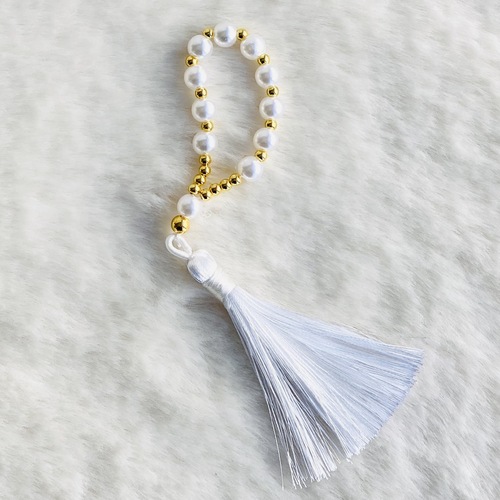 10PC White Finger Prayer Beads With Tassel $1 ea