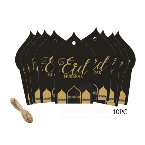 10PC 4.5x7.5cm EID Mubarak Tag BLACK