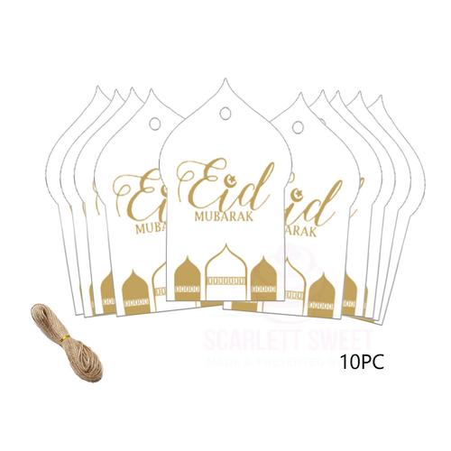 10PC 4.5x7.5cm EID Mubarak Tag WHITE