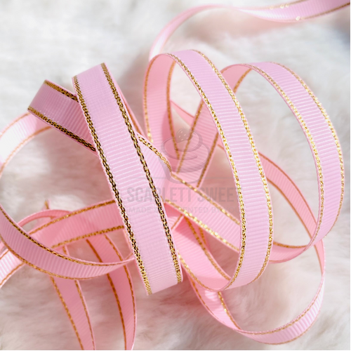 9mmx22.5m GOLD Edge PEARL PINK 123