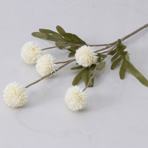 67cm White Dandelion Stem 5 Buds