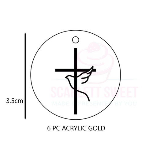 3.5cm 6PC Gold Cross Dove Acrylic Tag
