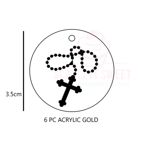 3.5cm 6PC Gold Rosary Cross Acrylic Tag