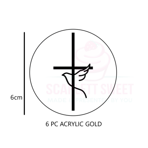 6cm 6PC Gold Cross Dove Acrylic Tag