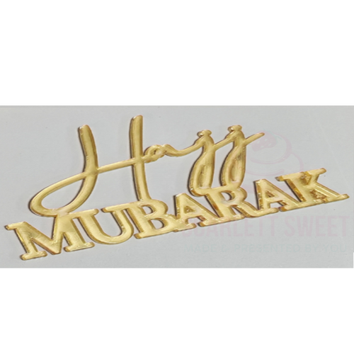 6cm 6PC Hajj Mubarak Gold Acrylic