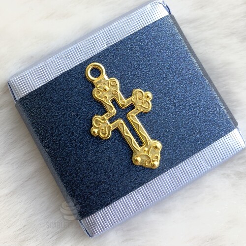 2.6cm 25PC Gold Cross Pendant Charm