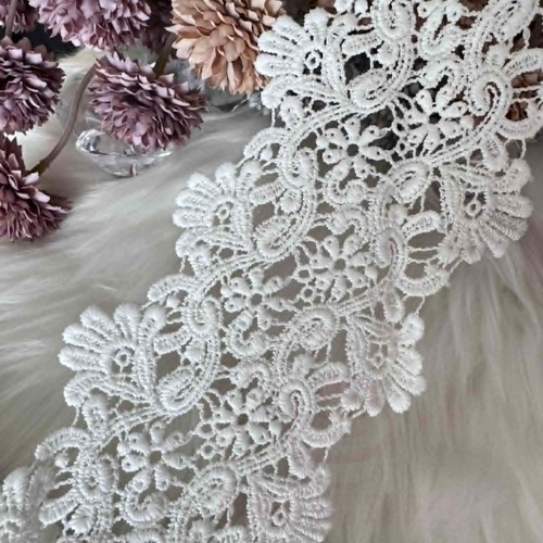9.8cm White Lana Cotton Lace 5 Yard