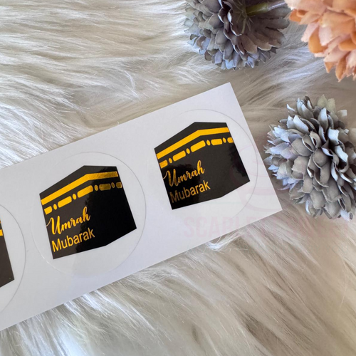 Umrah 4cm Sticker Clear/Gold 16PC
