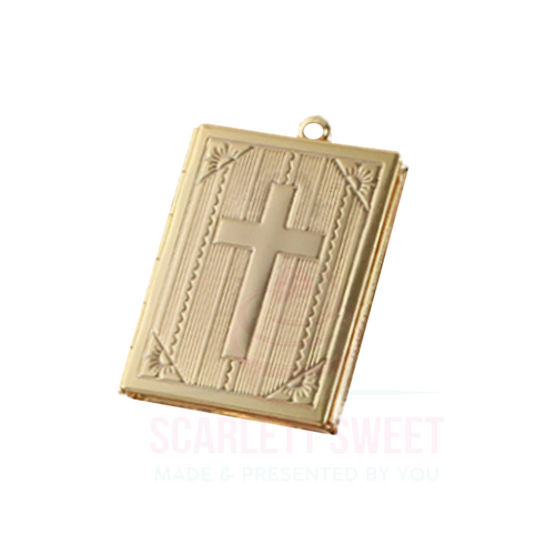 3.5x2.7cm Gold Locklet Cross Embossed