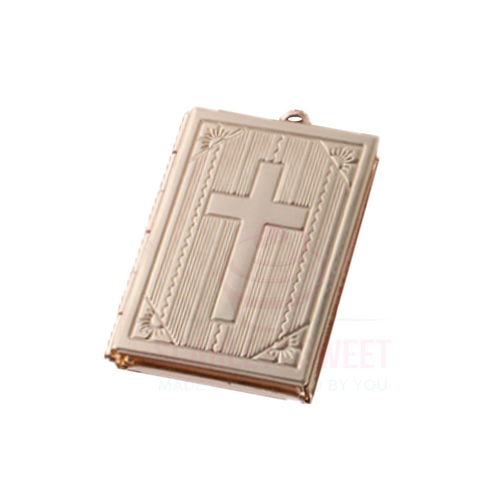 3.5x2.7cm Champagne Gold Locklet Cross Embossed