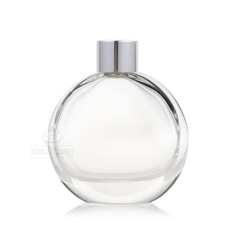 50ml 5PC Flat Round Silver Lid Bottle GLASS $2.99 ea 