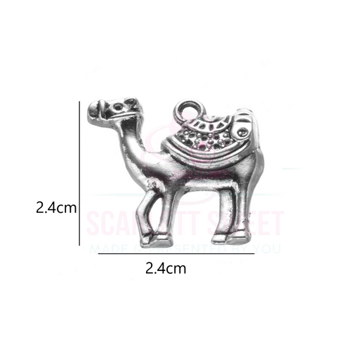 20PC 24x24x5mm Camel Silver Charm