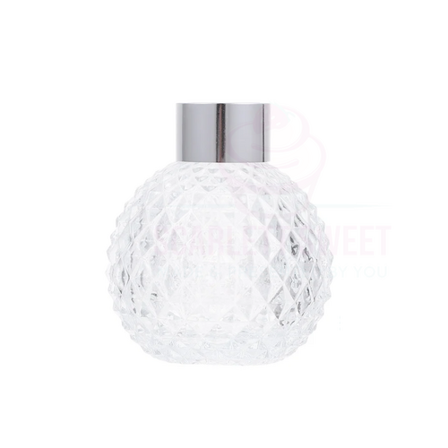 100ml 6PC Diamond Belly Silver Lid GLASS $3.99 ea 
