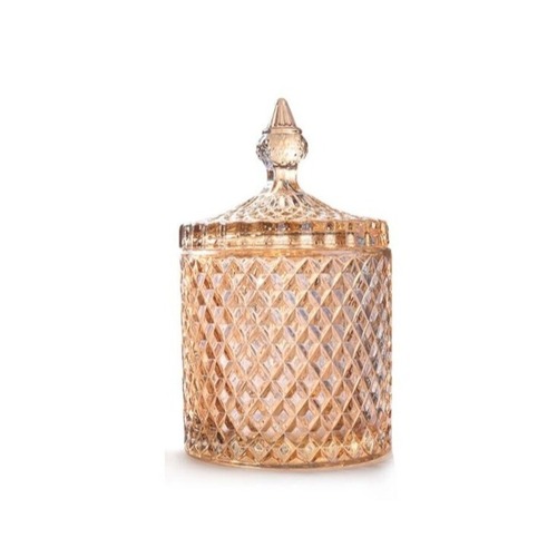8.5x14cm Amber Diamond Jar GLASS 