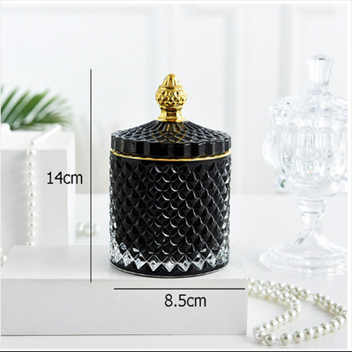 8.5x14cm Black Gold Diamond Jar GLASS 