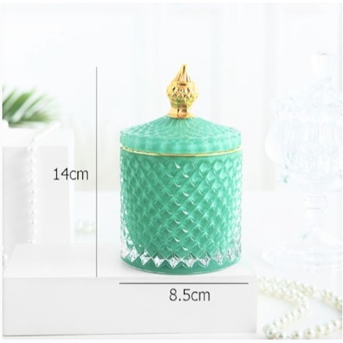 8.5x14cm Blue Gold Diamond Jar GLASS 