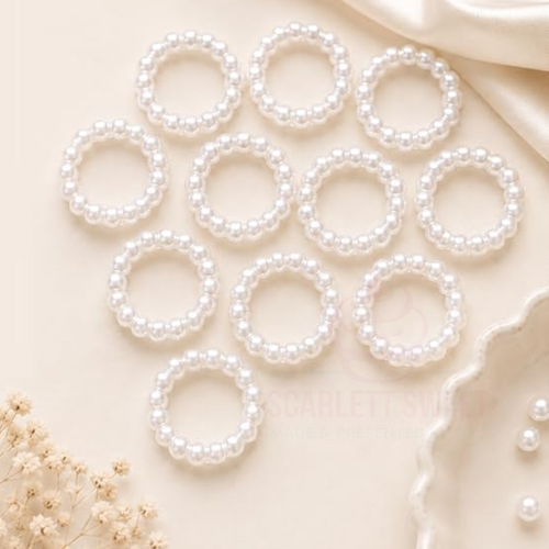 5cm 8PC Plastic White Pearl Ring
