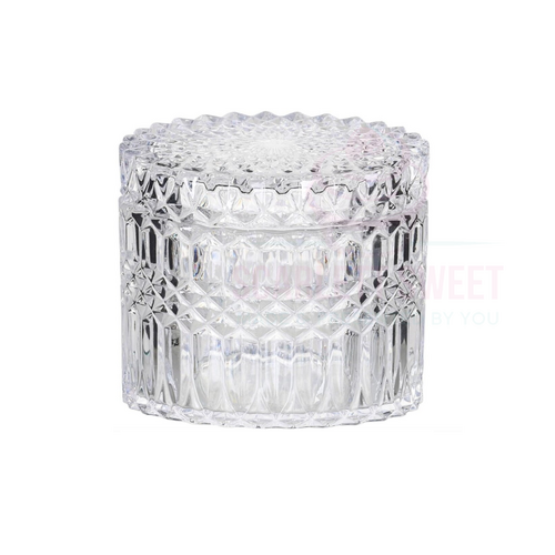 9x8.5cm Clear Diamond Flat Lid Jar GLASS 