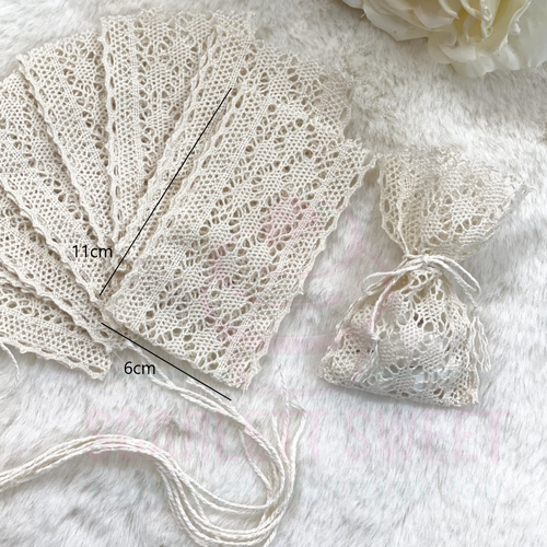 6x11x5cm 10PC Beige Crochet Lace Pouch