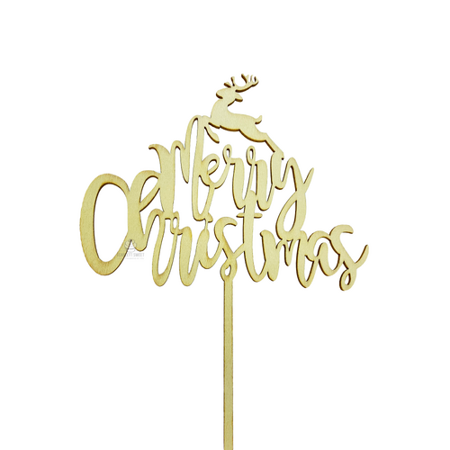 Premium Merry Christmas Wooden Topper