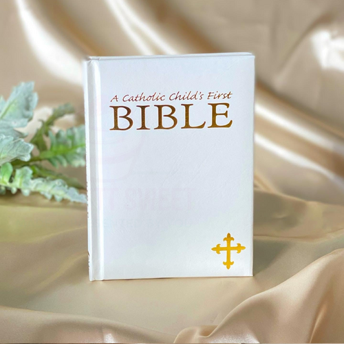 Mini Catholic Childrens Bible White Faux Leather