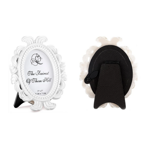 9.5cm Mini Oval Vintage Frame White