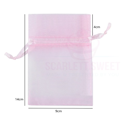 9x14x4cm 20PC Pink Organza Bag