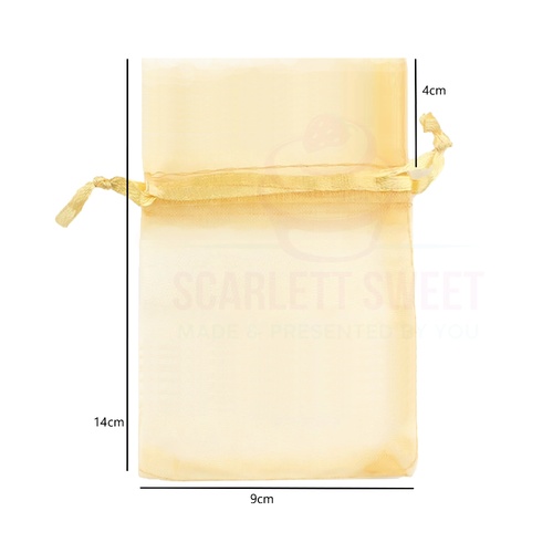 9x14x4cm 20PC Gold Organza Bag