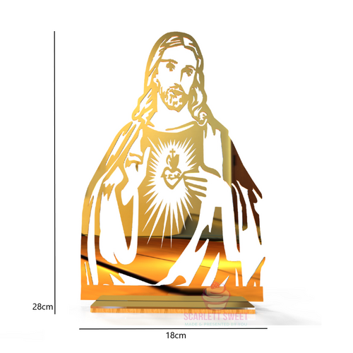 28x18cm Gold Sacred Heart Jesus Acrylic Statue