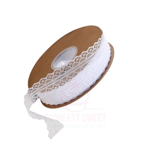 3cm White Lace Ribbon 25 Yard