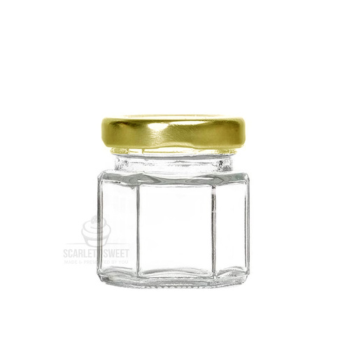 35ml 12PC Hexagon Jar Gold Lid GLASS 91c ea