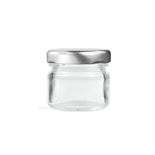 50ml 12PC Round Jar Silver Lid GLASS $1.08 ea