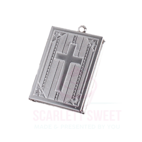 3.5x2.7cm Silver Locklet Cross Embossed