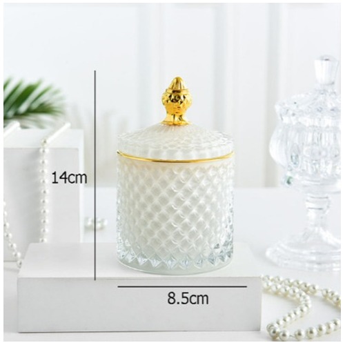 8.5x14cm White Gold Diamond Jar GLASS 