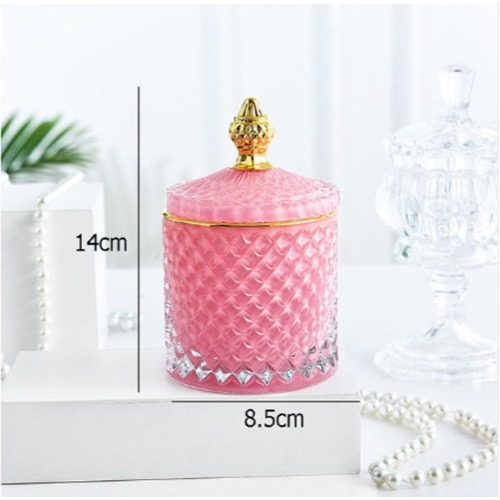 8.5x14cm Pink Gold Diamond Jar GLASS 
