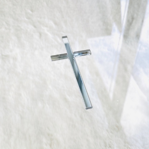 9cm 6PC Silver Acrylic Cross