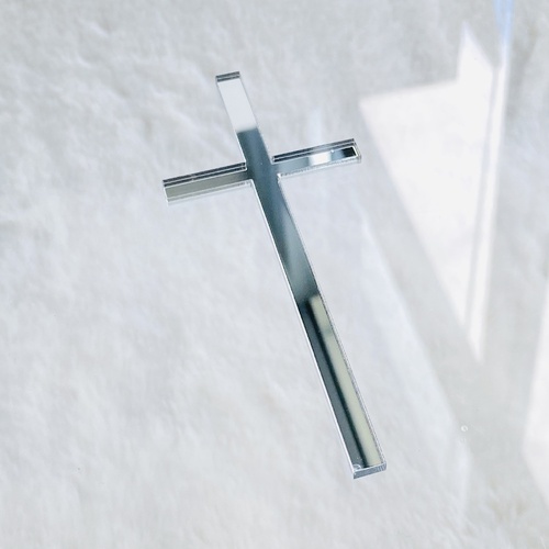 12cm 6PC Silver Acrylic Cross