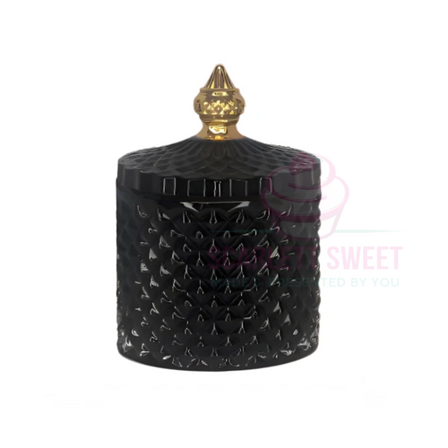 8.5x14cm Black Gold Tip Geo Jar GLASS 