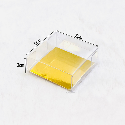 5x5x3cm 100PC Gold/Silv Insert PVC Clear Box