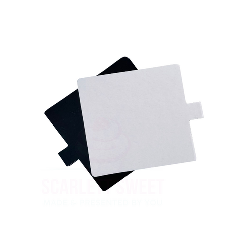 9cm 25PC (16c ea) Square White/Black Cake Slip
