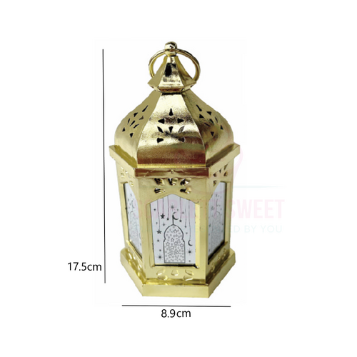Eid Gold LED Hexagon Lantern 17cm